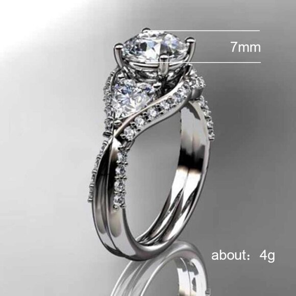 ✨ Super Dainty Engagement/Wedding Three Pure Gemstones Silver Rings, VIP279 - Picture 6 of 6